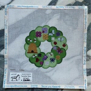 Painted Pony Floral Wreath Needlepoint Canvas 530BG